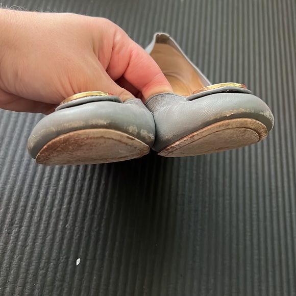 Tory Burch Caroline 2 Leather Ballet Flats Grey - Picture 6 of 13